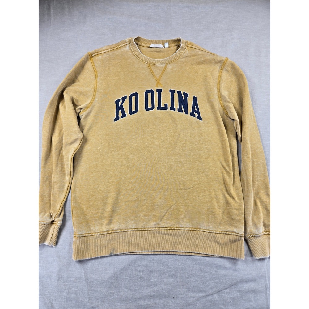 Camp David Ko Olina Hawaii Graphic Sweatshirt Mustard Yellow Acid Wash Medium
